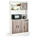 4-Door Freestanding Kitchen Buffet with Hutch and Adjustable Shelves by LJGDeals