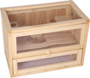 2 Layers Wooden Hamster Cage Hut Small Animal Play House with Shelf and Ladder