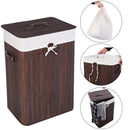 Rectangle Bamboo Hamper Laundry Basket Washing Cloth Bin Storage Bag Lid 3 color-Black by DirectDeals