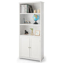Bookcase Shelving Storage Wooden Cabinet Unit Standing Display Bookcase with Doors-Gray by DirectDeals