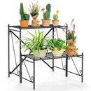 2-Tier Stair Style Metal Plant Stand for Indoor and Outdoor-Black by LJGDeals