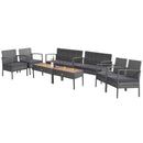 4 Pieces Rattan Patio Conversation Furniture Set with Acacia Wood Tabletop by LJGDeals