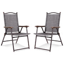 Set of 2 Patio Folding Sling Back Camping Deck Chairs-Black by DirectDeals