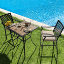 2 Pieces Patio Bar Stool with Height Cushion and Armrest by LJGDeals