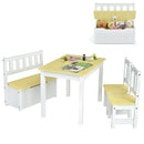 4 Pieces Kids Wooden Activity Table and Chairs Set with Storage Bench and Study Desk by LJGDeals