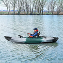 Sit-on-Top Fishing Kayak Boat With Fishing Rod Holders and Paddle-Gray by LJGDeals