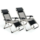 2 Pieces Adjustable Padded Lounge Recliner with Removable Head Pillow-Black by LJGDeals