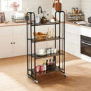 Foldable Rolling Cart with Storage Shelves for Kitchen-4-Tier by DirectDeals
