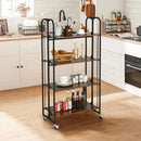 Foldable Rolling Cart with Storage Shelves for Kitchen-4-Tier by LJGDeals