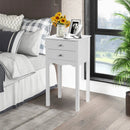 Side Table End Accent Table with 2 Drawers-White by LJGDeals