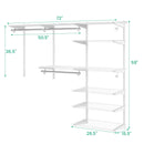 Adjustable Closet Organizer Kit with Shelves and Hanging Rods for 4 to 6 Feet by DirectDeals