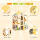 Wooden Dollhouse for Kids Modern Family Pretend Playhouse with Furniture Pieces and Figures-Natural by DirectDeals
