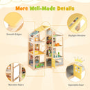 Wooden Dollhouse for Kids Modern Family Pretend Playhouse with Furniture Pieces and Figures-Natural