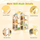 Wooden Dollhouse for Kids Modern Family Pretend Playhouse with Furniture Pieces and Figures-Natural by LJGDeals