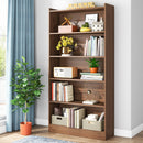 72" Tall Wood Bookcase, 5-Tier Bookshelf Open Shelves