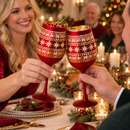 Crystal Stemmed Christmas Wine Glasses Goblets - Set of 2