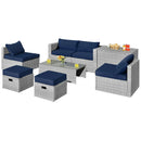 8 Pieces Patio Rattan Furniture Set with Storage Waterproof Cover and Cushion by LJGDeals