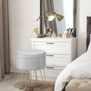 Round Velvet Storage Ottoman Footrest Stool Vanity Chair with Metal Legs by LJGDeals