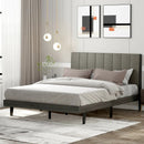 Queen Size Upholstered Bed Frame with Tufted Headboard by LJGDeals
