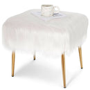Faux Fur Vanity Stool with Golden Metal Legs for Makeup Room by LJGDeals