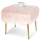 Faux Fur Vanity Stool with Golden Metal Legs for Makeup Room by LJGDeals