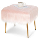 Faux Fur Vanity Stool with Golden Metal Legs for Makeup Room