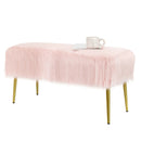 Upholstered Faux Fur Vanity Stool with Golden Legs for Makeup Room by LJGDeals