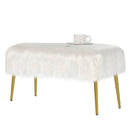Upholstered Faux Fur Vanity Stool with Golden Legs for Makeup Room by LJGDeals