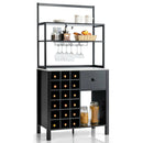 Kitchen Bakers Rack Freestanding Wine Rack Table with Glass Holder and Drawer by LJGDeals