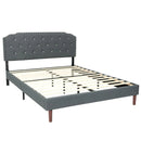 Upholstered Bed Frame with Adjustable Diamond Button Headboard by LJGDeals