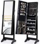 Jewelry Cabinet Stand Mirror Armoire with Large Storage Box by LJGDeals
