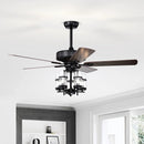 50 Inch Noiseless Ceiling Fan Light with Explosion-proof Glass Lampshades-Black by LJGDeals