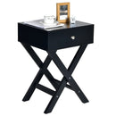 Modern X-Shaped Nightstand with Drawer for Living Room Bedroom by LJGDeals