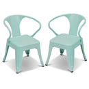 Set of 2 Steel Armchair Stackable Kids Chairs-Green by DirectDeals