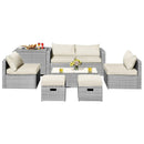 8 Pieces Patio Rattan Furniture Set with Storage Waterproof Cover and Cushion by LJGDeals