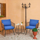 3 Pieces Patio Bistro Furniture Set with Armrest and Soft Cushions by LJGDeals