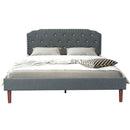 Upholstered Bed Frame with Adjustable Diamond Button Headboard by LJGDeals