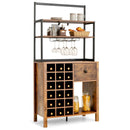 Kitchen Bakers Rack Freestanding Wine Rack Table with Glass Holder and Drawer by LJGDeals