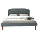 Upholstered Bed Frame with Adjustable Diamond Button Headboard by DirectDeals