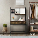 Industrial Vanity Table with 3-Height Adjustable Mirror Bag-Brown by LJGDeals