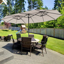 15 Feet Twin Patio Umbrella with 48 Solar LED Lights by LJGDeals