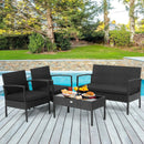 4 Pieces Patio Rattan Furniture Set with Cushion by LJGDeals