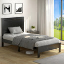 Twin Size Platform Bed Frame with Rubber Wood Leg-Black by LJGDeals