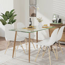 Modern Glass Rectangular Dining Table with Metal Legs by LJGDeals