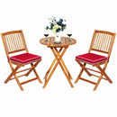 3 Pieces Patio Folding Bistro Set with Padded Cushion and Round Coffee Table-Red by LJGDeals