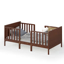 2-in-1 Convertible Kids Wooden Bedroom Furniture with Guardrails by LJGDeals
