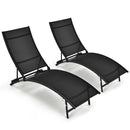 2 Pieces Patio Folding and Stackable Chaise Lounge Chair with 5-Position Adjustment-Black by LJGDeals