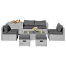 8 Pieces Patio Rattan Furniture Set with Storage Waterproof Cover and Cushion by LJGDeals