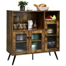 Buffet Kitchen Storage Cupboard with Glass Door and Adjustable Shelves-Rustic Brown by LJGDeals