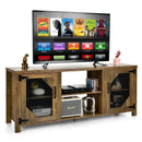 TV Stand for TVs up to 65-Inch with 2 Metal Mesh Doors and Ad-Rustic Brown by LJGDeals